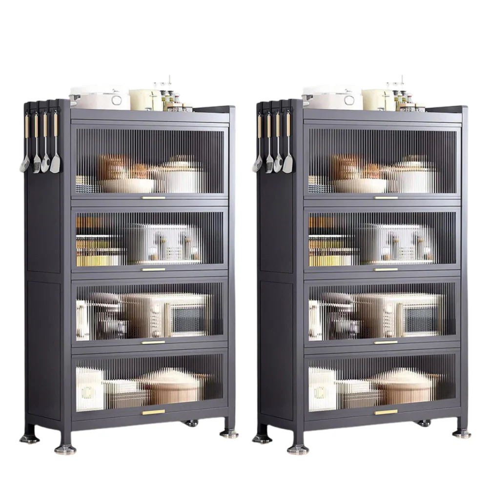Armario FlexHome de acero negro grafito con puertas de vidrio